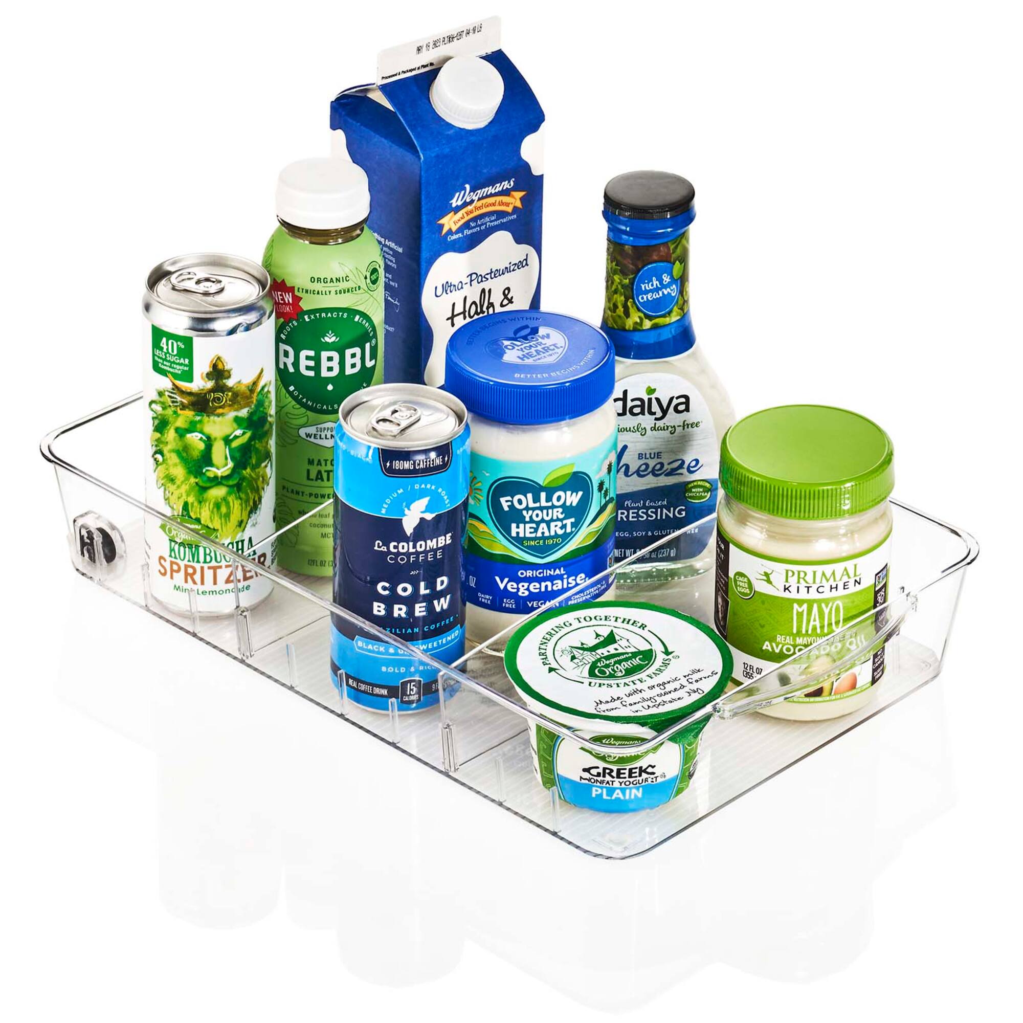 Sorbus Large Clear Organizing Bin on Wheels with Removable Dividers